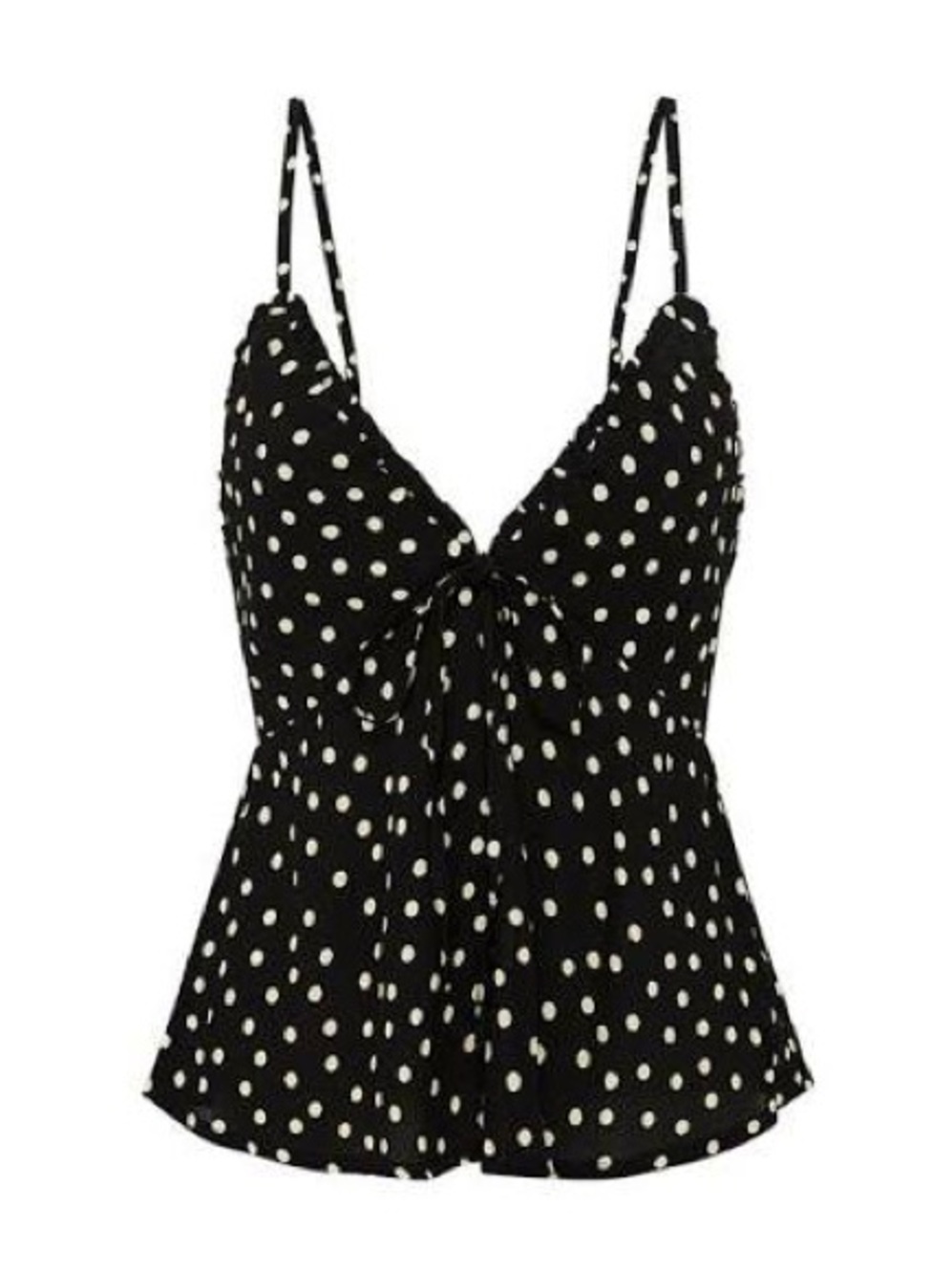 Faithfull the Brand Black & White Polka Dot Tie-Front Cami